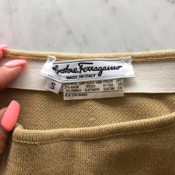 Vintage Salvatore Ferragamo Wool Bodycon Skirt with Slit - Picture 4 of 4